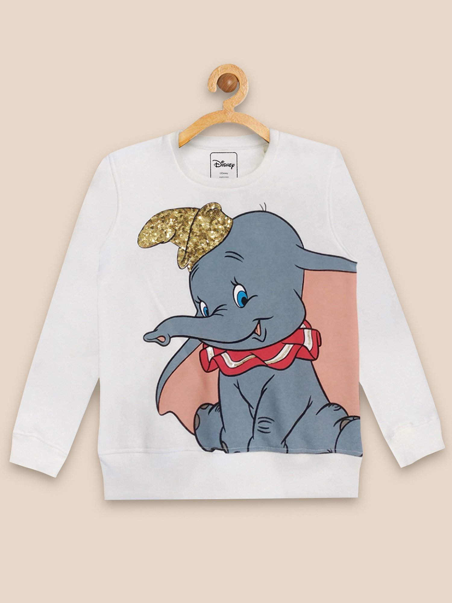 Kidsville Dumbo Printed Regular Fit Off White Sweatshirt For Girls