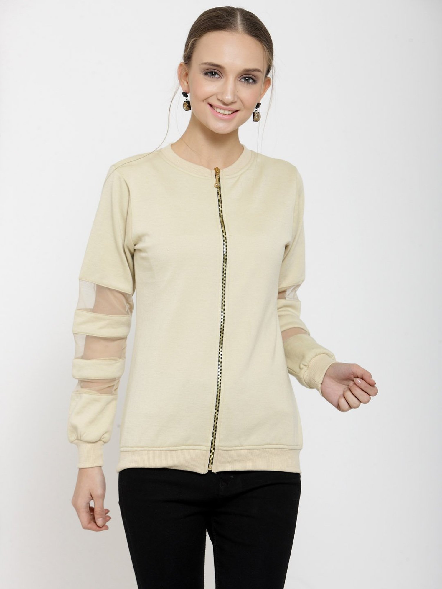Belle Fille Beige Full Sleeves Sweatshirt