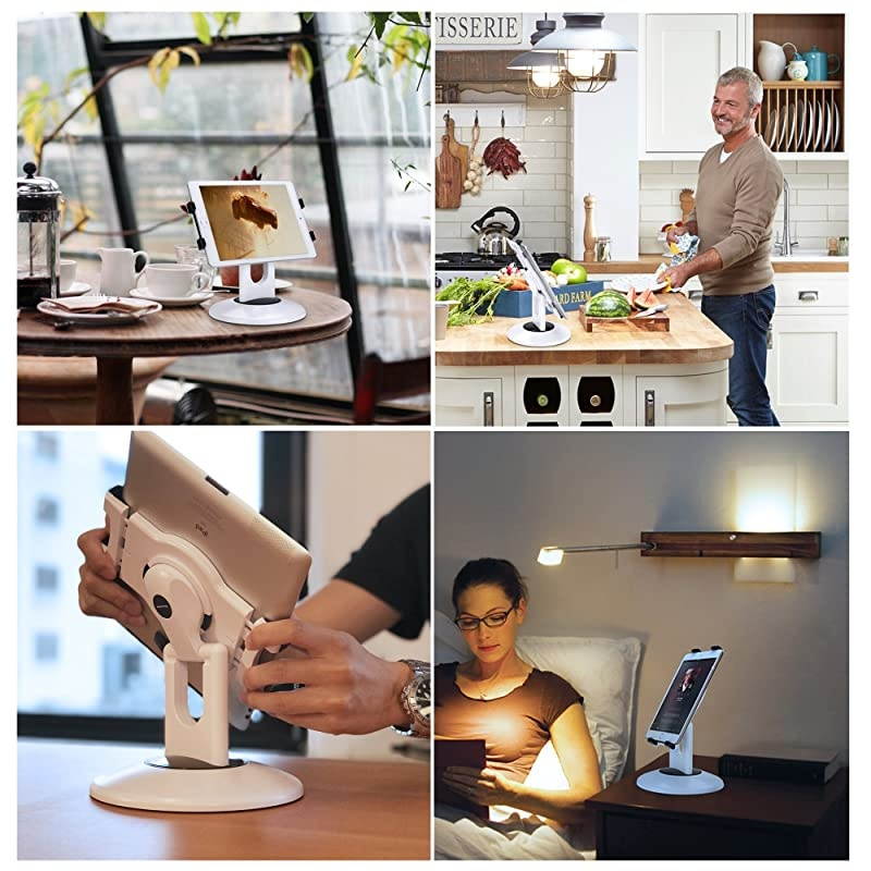 Retail Kiosk iPad Stand 360&deg; Rotating Commercial Tablet Stand 6135 Ipad Mini ProBusiness Tablet Holder Swivel Design for Store POS Office Showcase Reception Kitchen Desktop White