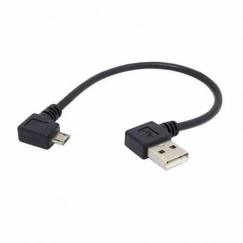 Cablecc Left angled 90 degree Micro USB 5pin Male to Left Angled USB Data Charge Cable 20cm for Cell phone & Tablet
