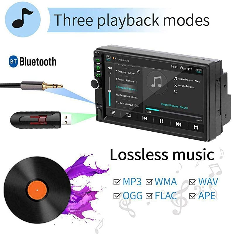 7 Inch Double Din Android Car Stereo in-Dash Multimedia Player with GPS Navigation,FM,Bluetooth,WiFi,USB/TF/AUX Input, Double din Stereo Android 7 inch(B7918 2G RAM+32G ROM)