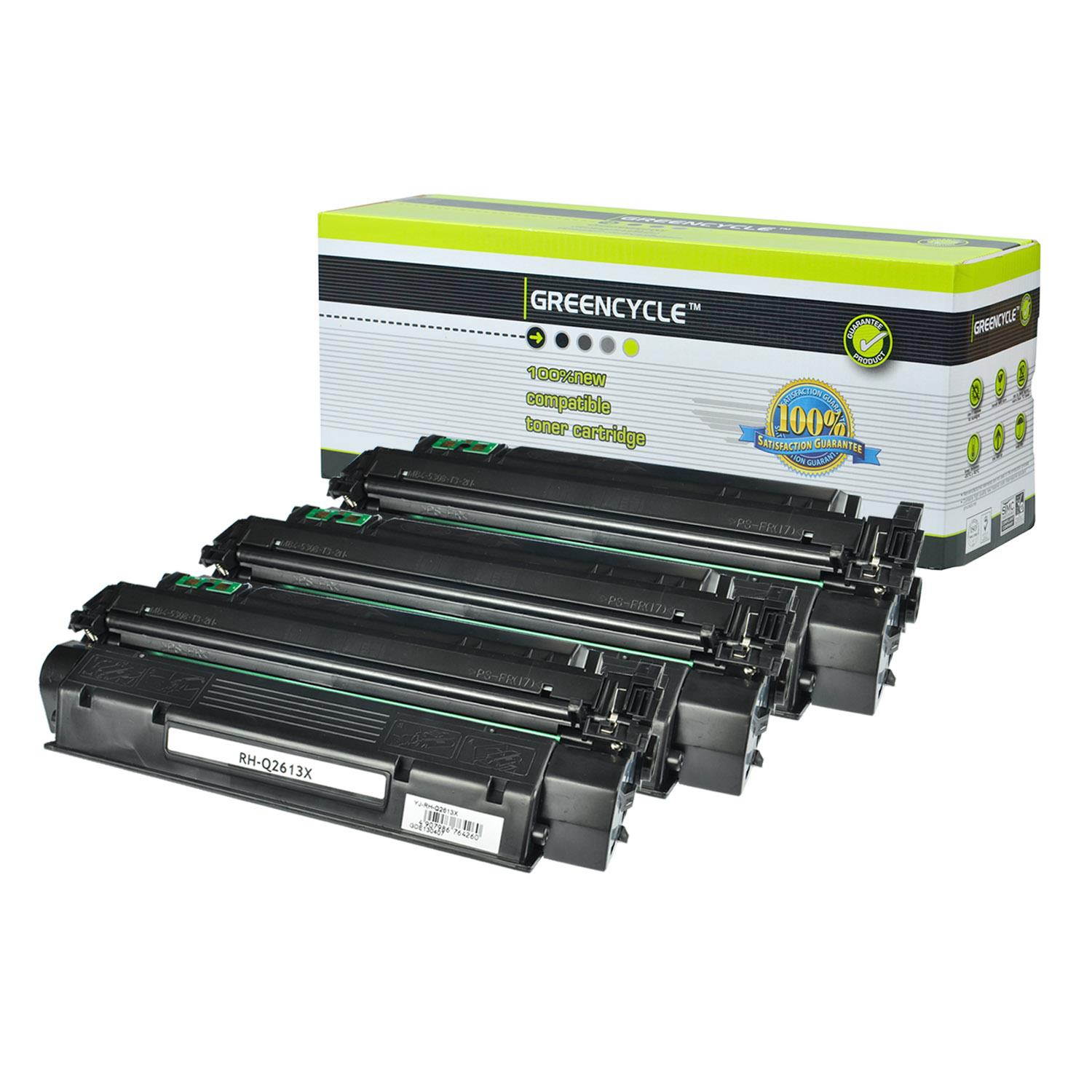 GREENCYCLE 3 Pack Replacement Laser Black Toner Cartridge for HP Q2613X 13X LaserJet 1300 1300n 1300xi Printer