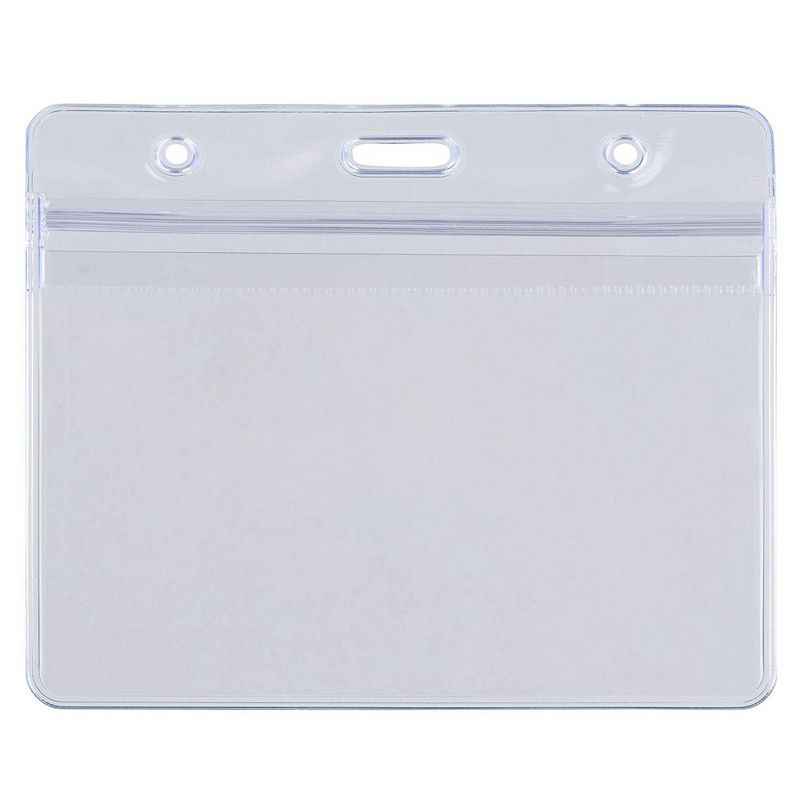 Badge Holder - 100-Pack Clear Plastic, Resealable Name Tag Holder, 4 x 3 Inches