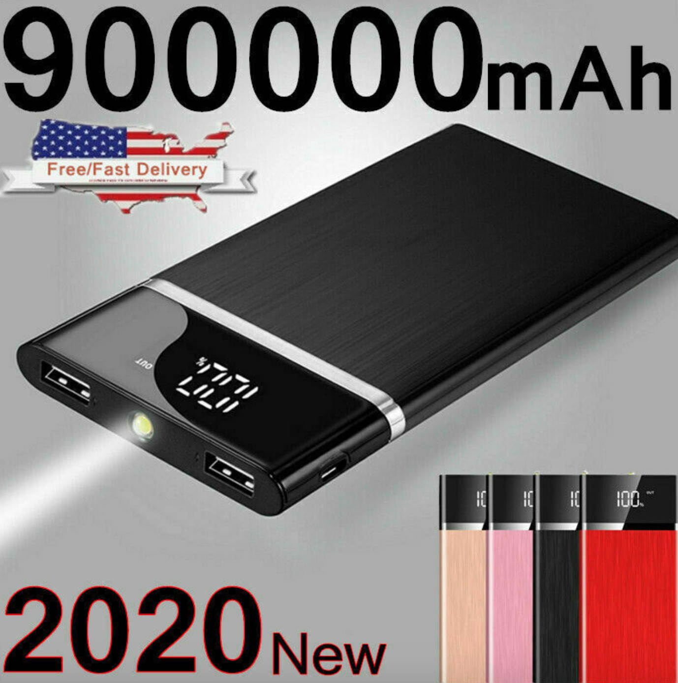 Ultra-thin Portable External Battery Huge Capacity Power Bank 900000mAh Charger