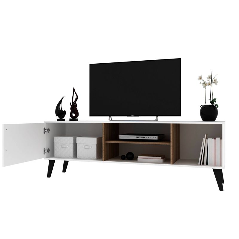 Amsterdam TV Stand for TVs up to 60" White/Oak Brown - Manhattan Comfort