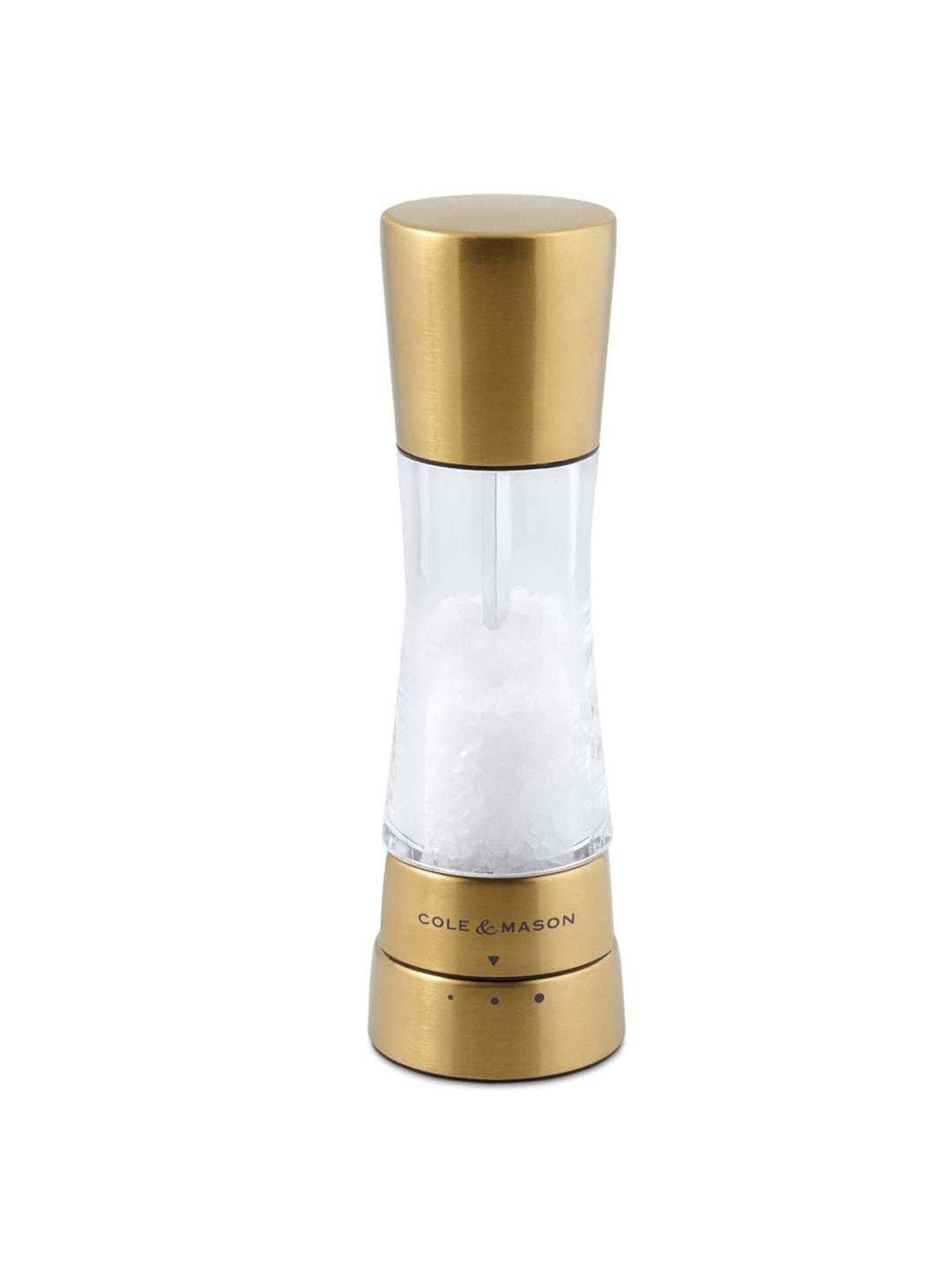 COLE & MASON Gourmet Precision Manual Transparent & Golden Acrylic Salt & Pepper Shaker - Set of 2