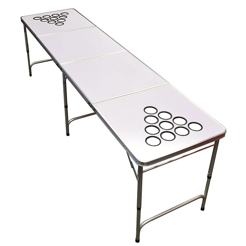GoPong GP-8-DryErase 8 Foot Portable Folding Aluminum Pong Tailgate Drinking Party Game Table with 6 Balls and 4 Markers, Dry Erase