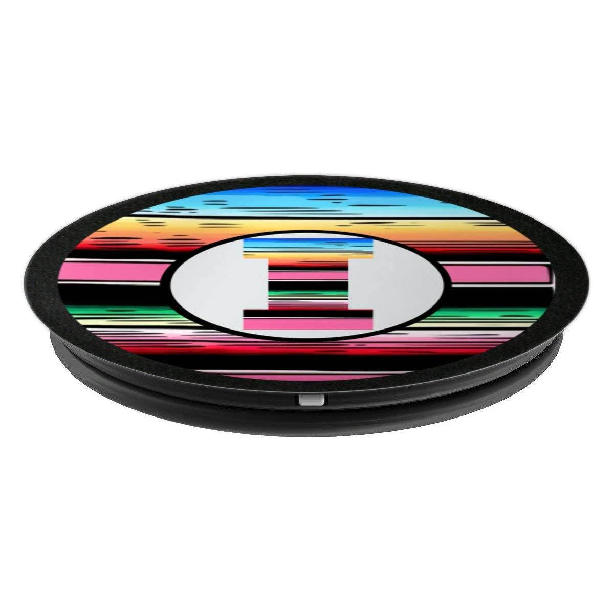 Monogram Initial I Striped Pattern Cute Gift PopSockets Grip and Stand for Phones and Tablets