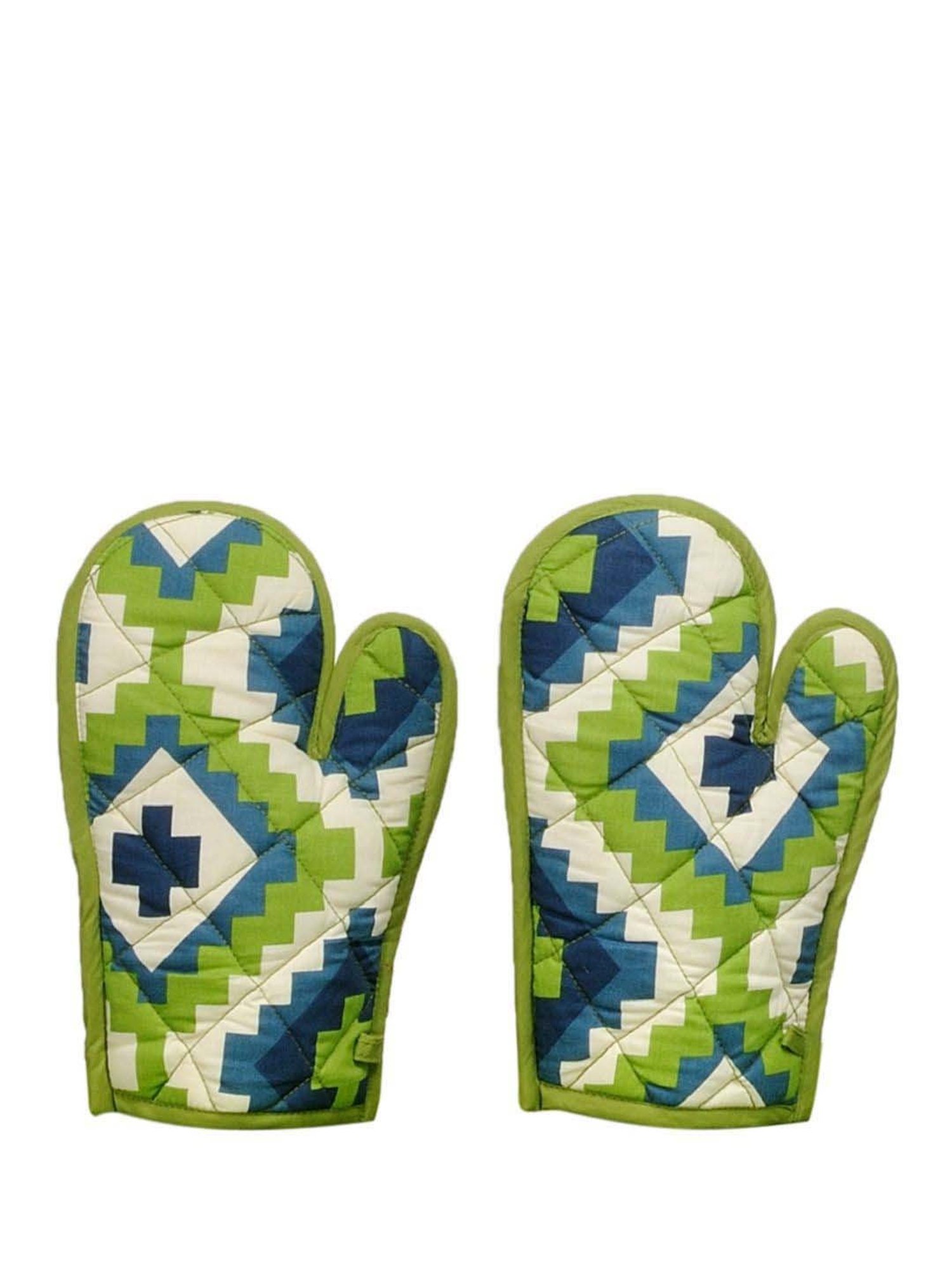 Swayam Green & Blue Kitchen Apron Combo - Set of 8