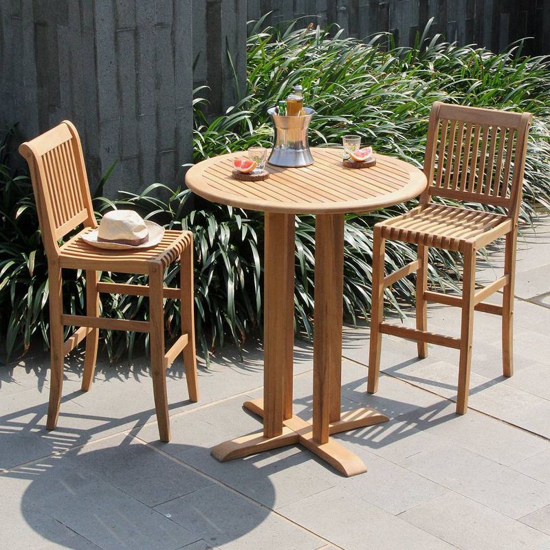 Mosko 3pc Teak Patio Bar Bistro Set - Natural - Cambridge Casual