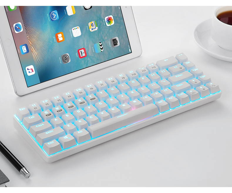 68-Key Wireless Bluetooth/USB Wired Gaming Mechanical Keyboard, Compact 65% Layout LED Backlit