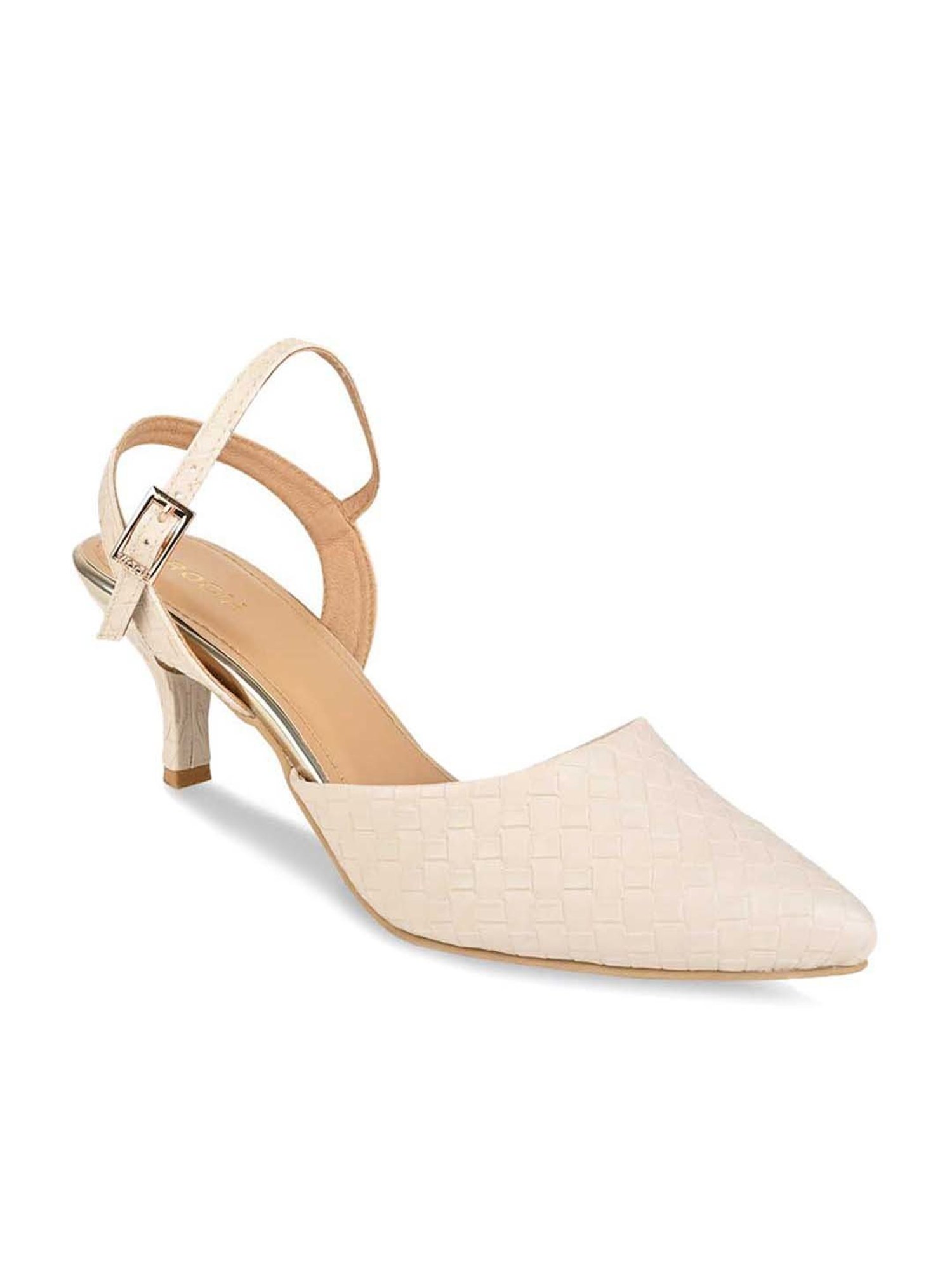 Rocia by Regal Women's Beige Ankle Strap Stilettos