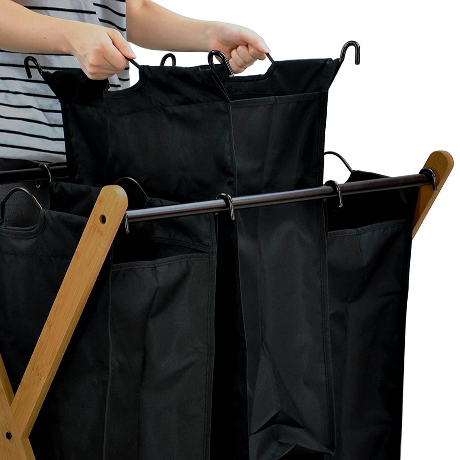 Oceanstar Bamboo 3-Bag Laundry Sorter