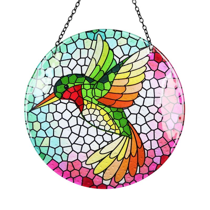 16.93" Metal Hanging Mosaic Hummingbird Suncatcher - Exhart