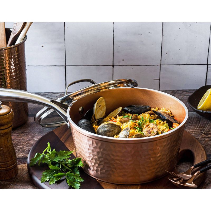 Gotham Steel Hammered Copper 2.5qt Sauce Pan with Lid