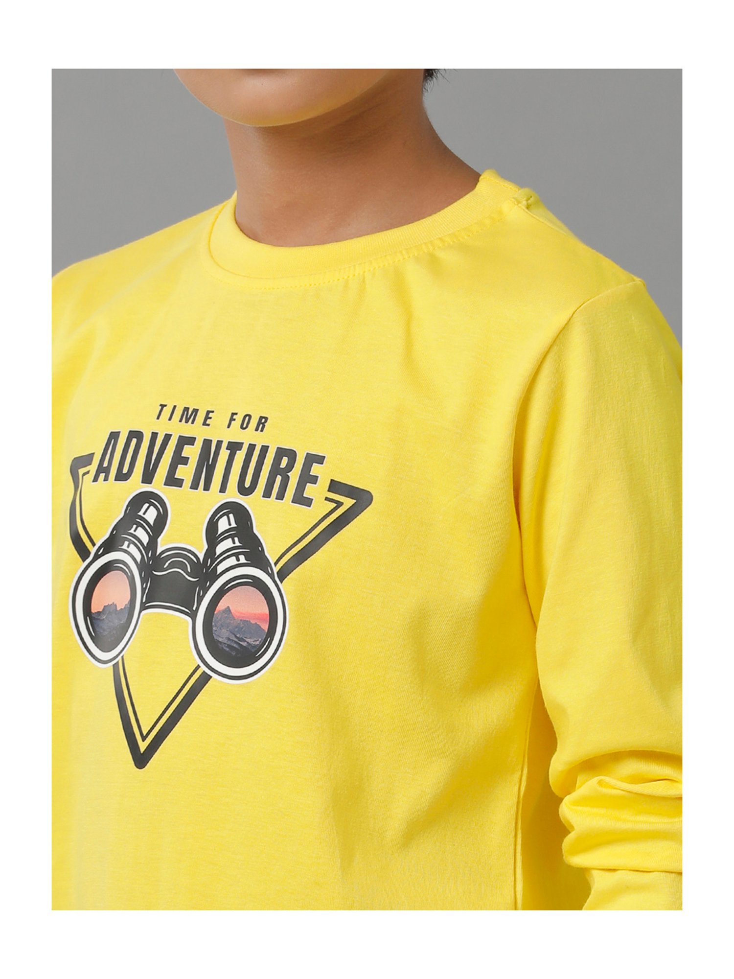 Under Fourteen Only Kids Yellow Printed Full Sleeves T-Shirt