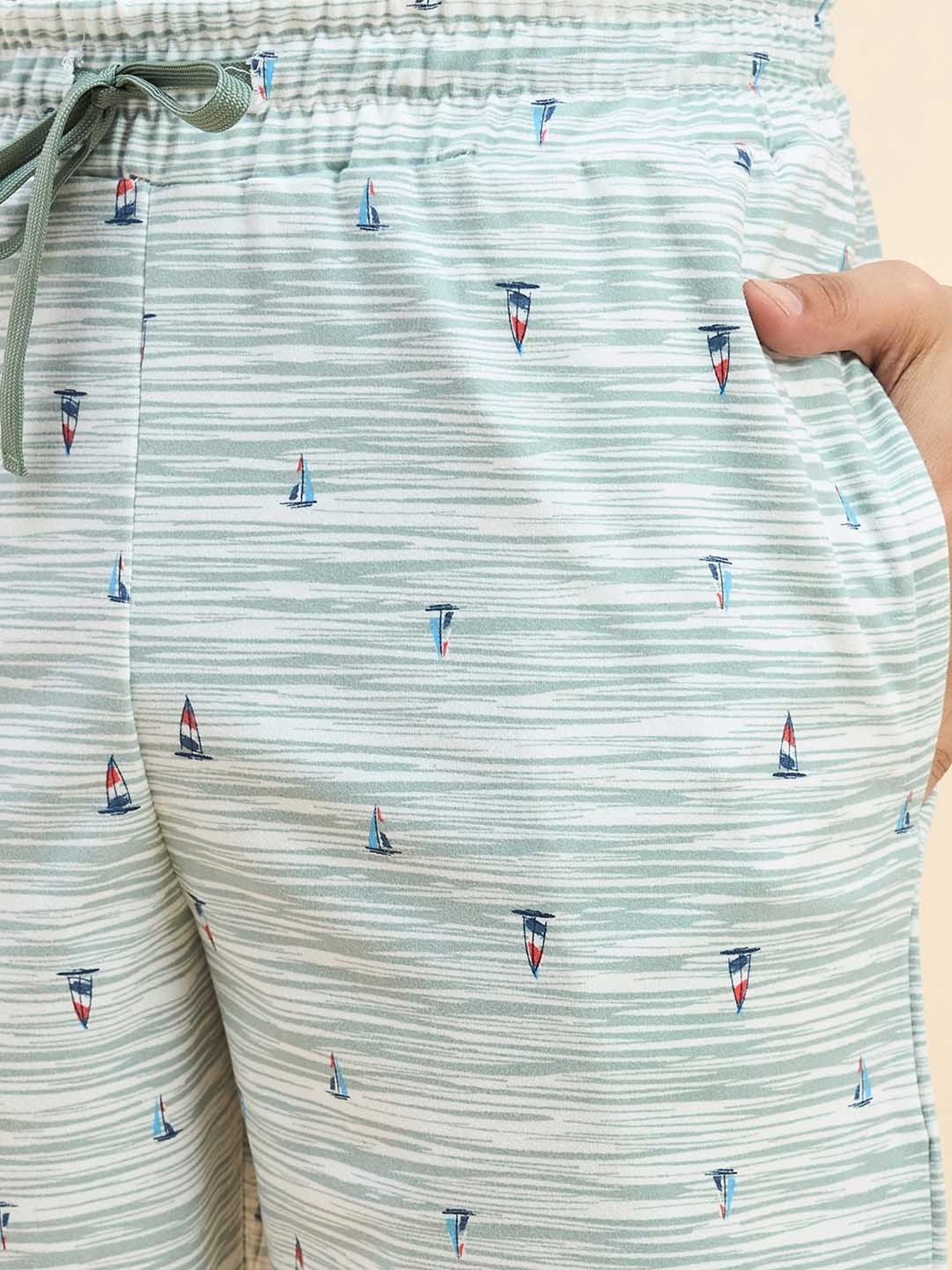 Sweet Dreams Pista Green Regular Fit Printed T-Shirt & Shorts Set