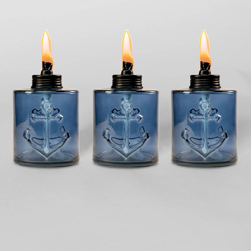 Tiki Brand 5.5" Set Sail Glass Table Torch Blue 3pk
