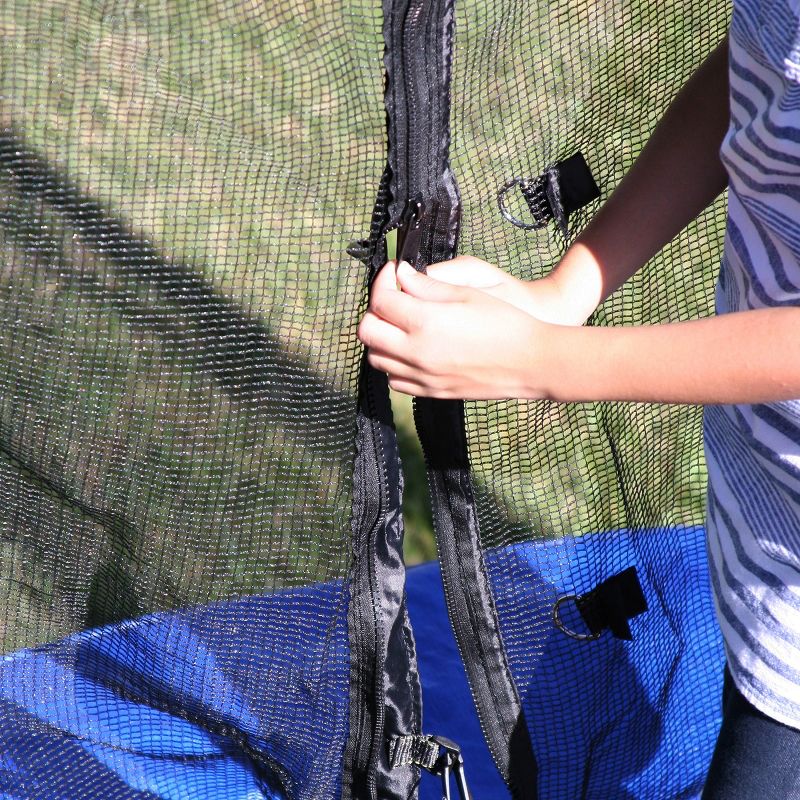 Skywlker Trampolines 8' Round Jump-N-Toss Trampoline with Enclosure - Blue