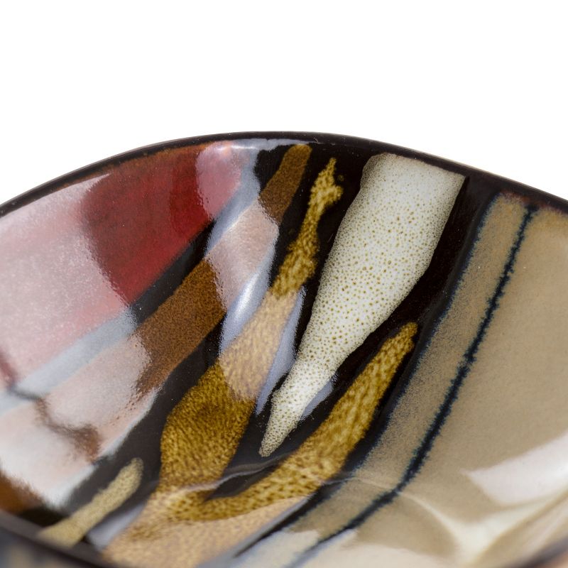 Gibson Elite Matrice 8 Piece 4.5 Inch Stoneware Fruit Bowl Set in Red