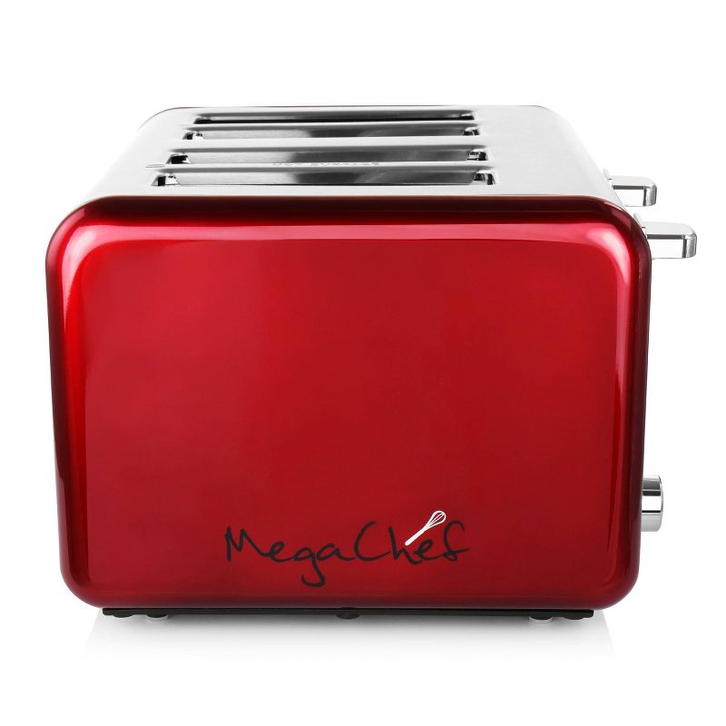 MegaChef 4 Slice Stainless Steel Toaster - Red