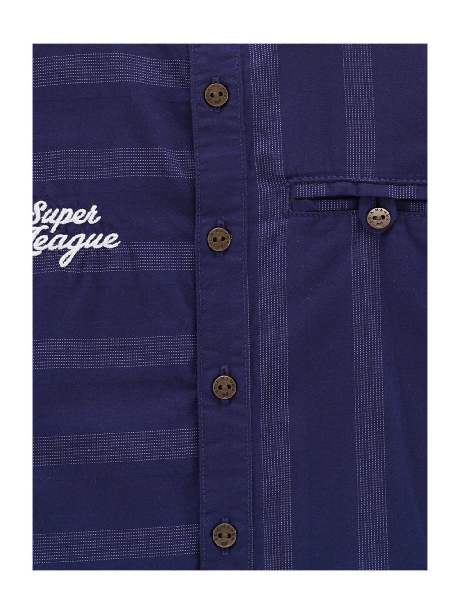 Ed-a-Mamma Kids Navy Striped Full Sleeves Shirt