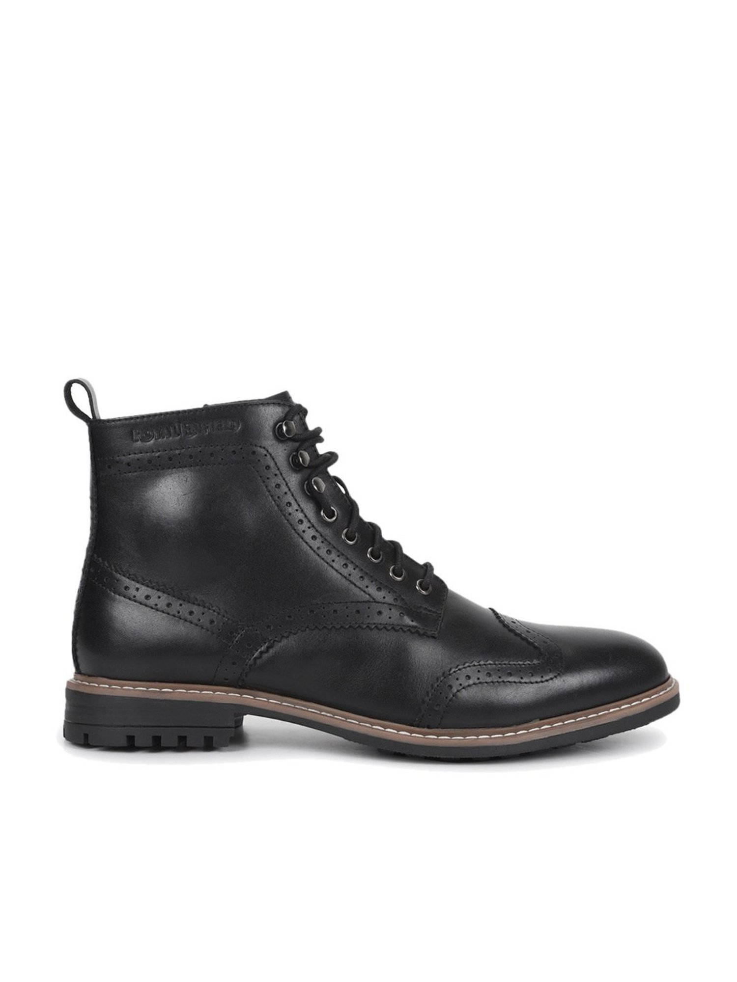 Royal Enfield Men's TORQUE Black Brogue Boots