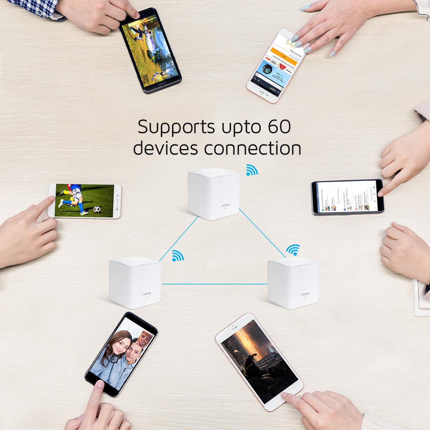 Tenda NOVA Mw5S(2-Pack) Wall-Plug Whole Home Mesh WiFi System, Coverage Up to 2, 500 Sq. Ft, Plug and Play, Router/WiFi Extender Replacement, Gigabit Connection to Your Cable Modem