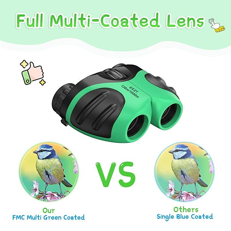 Binoculars for Kids Outdoor Toys for 312 Years Old Kids 8X21 High Resolution Compact Waterproof Bird Watching Foldable Binocular Perfect for TravelCampingHikingBirthday XmasYellow