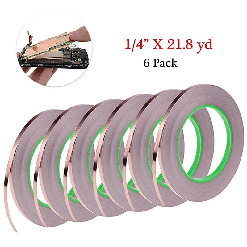 Pack Copper Foil Tape Cooyeah DoubleSided Conductive Adhesive Tape for EMI Shielding Craft Arts Paper Circuits Electrical Repairs Grounding 14 x 218yd