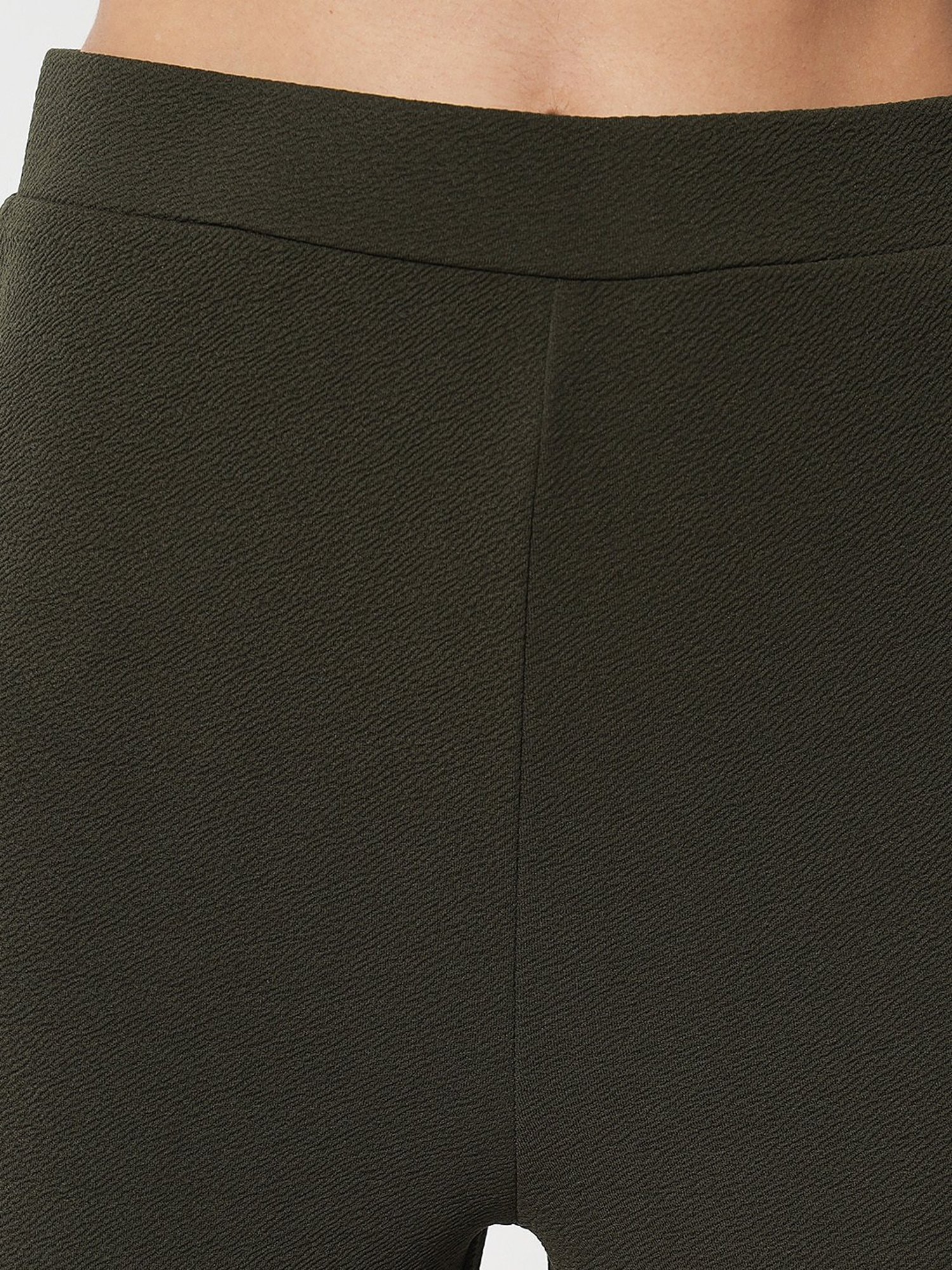 Trend Arrest Olive Flared Fit High Rise Pants