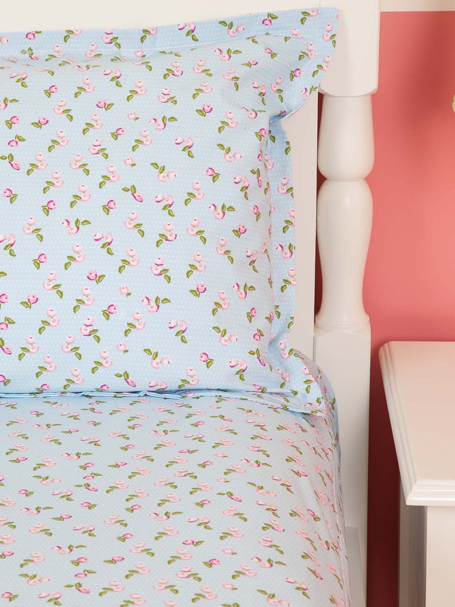 Nigh Nigh Vintage Rose Blue Cotton 300 TC Kids Bed Linen Set