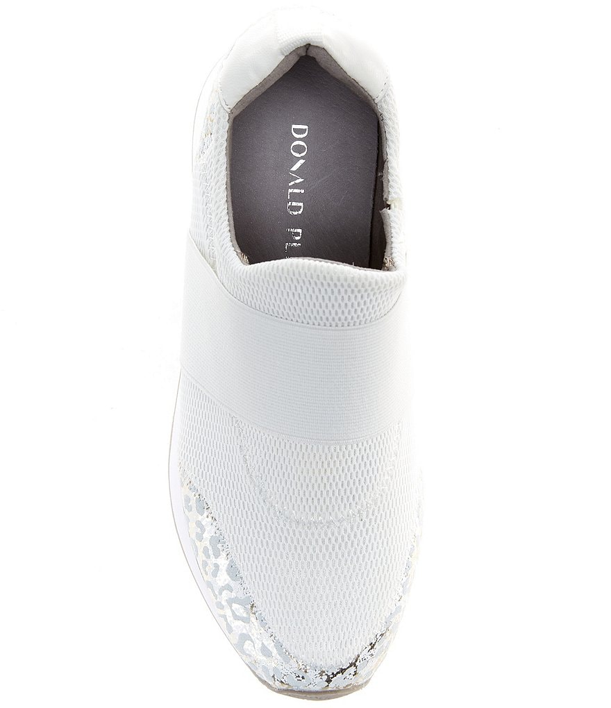 Donald Pliner Pelham Leopard Print Leather Stretch Mesh Wedge Slip On Sneakers