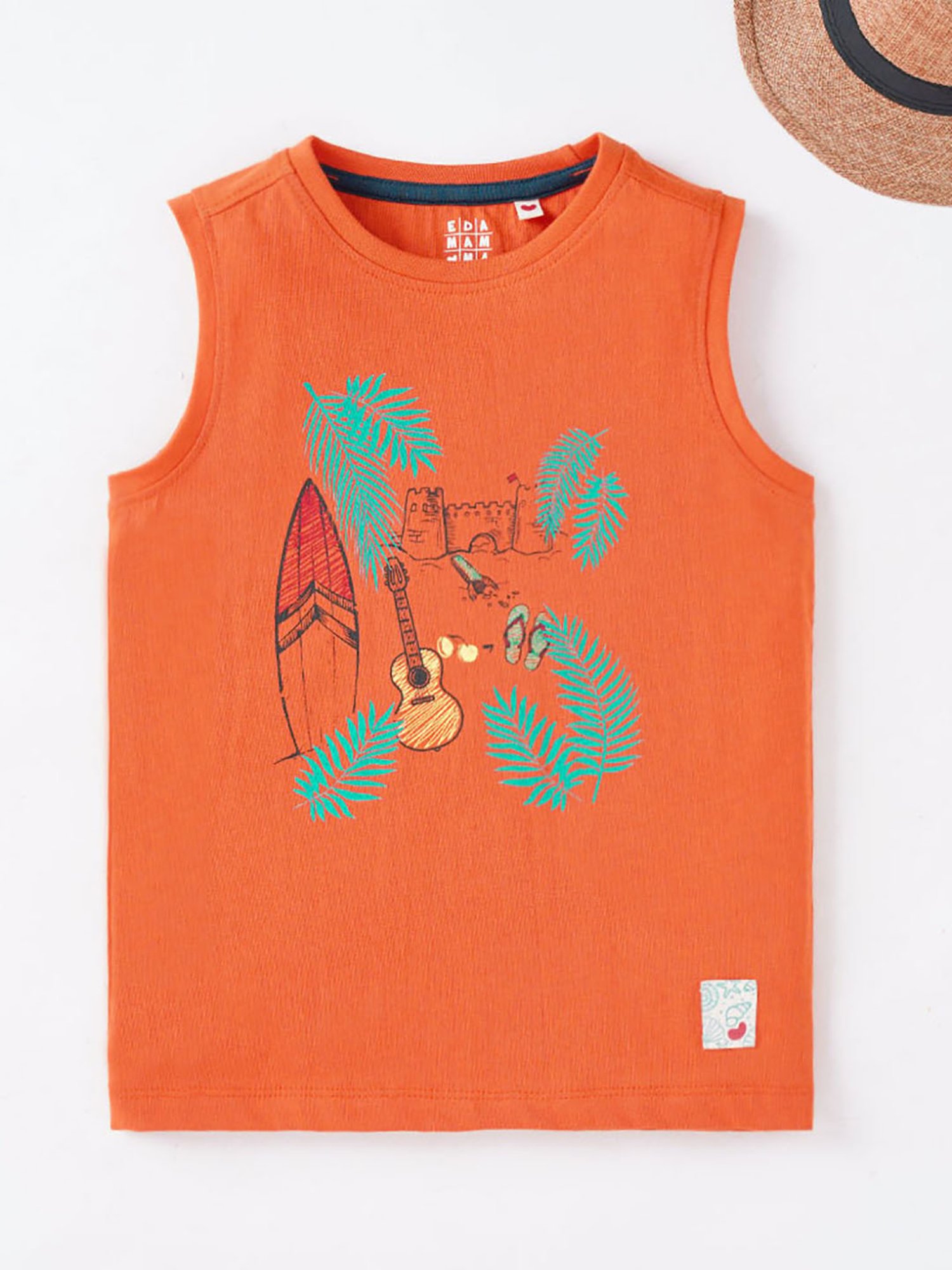 Ed-a-Mamma Boys Orange Printed T-Shirt