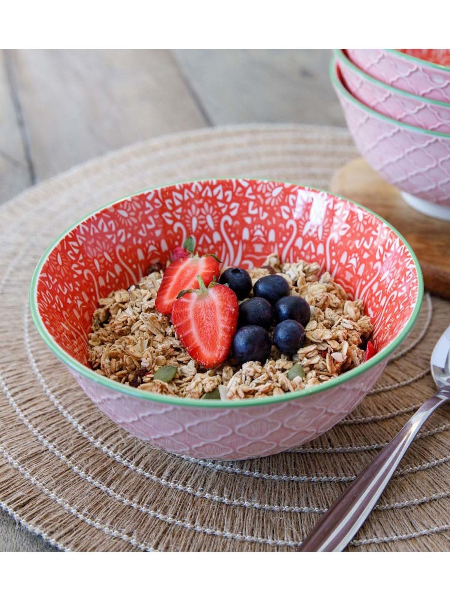 KitchenCraft Victorian Style Red Stoneware Bowl