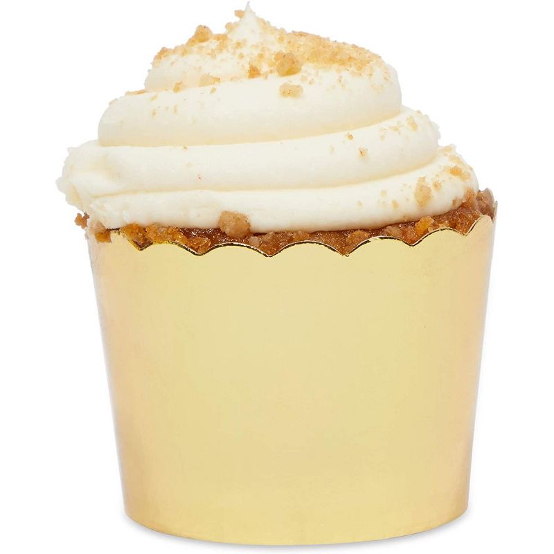 Sparkle and Bash 60 Pack Gold Foil Cupcake Liners, Muffin Wrappers Baking Cups (1.96 x 1.8 In)