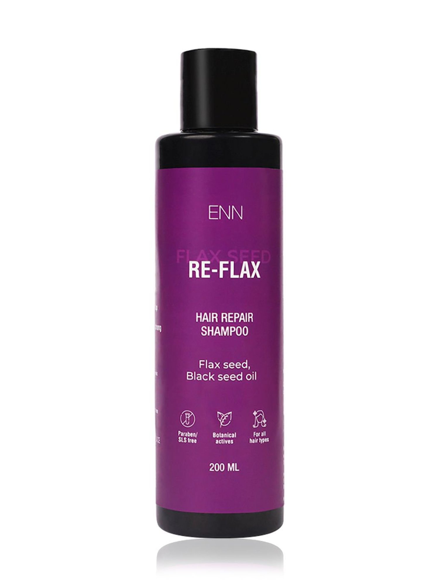 ENN Re-Flax Hair Repair Shampoo,Flax Seed,Black Seed Oil, Controls Frizz, All Hair Types - 200 ml