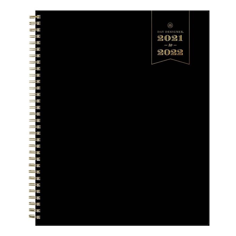2021-22 Academic Planner 8.5" x 11" Flexible Plastic Cover Weekly/Monthly Wirebound Black - Day Designer
