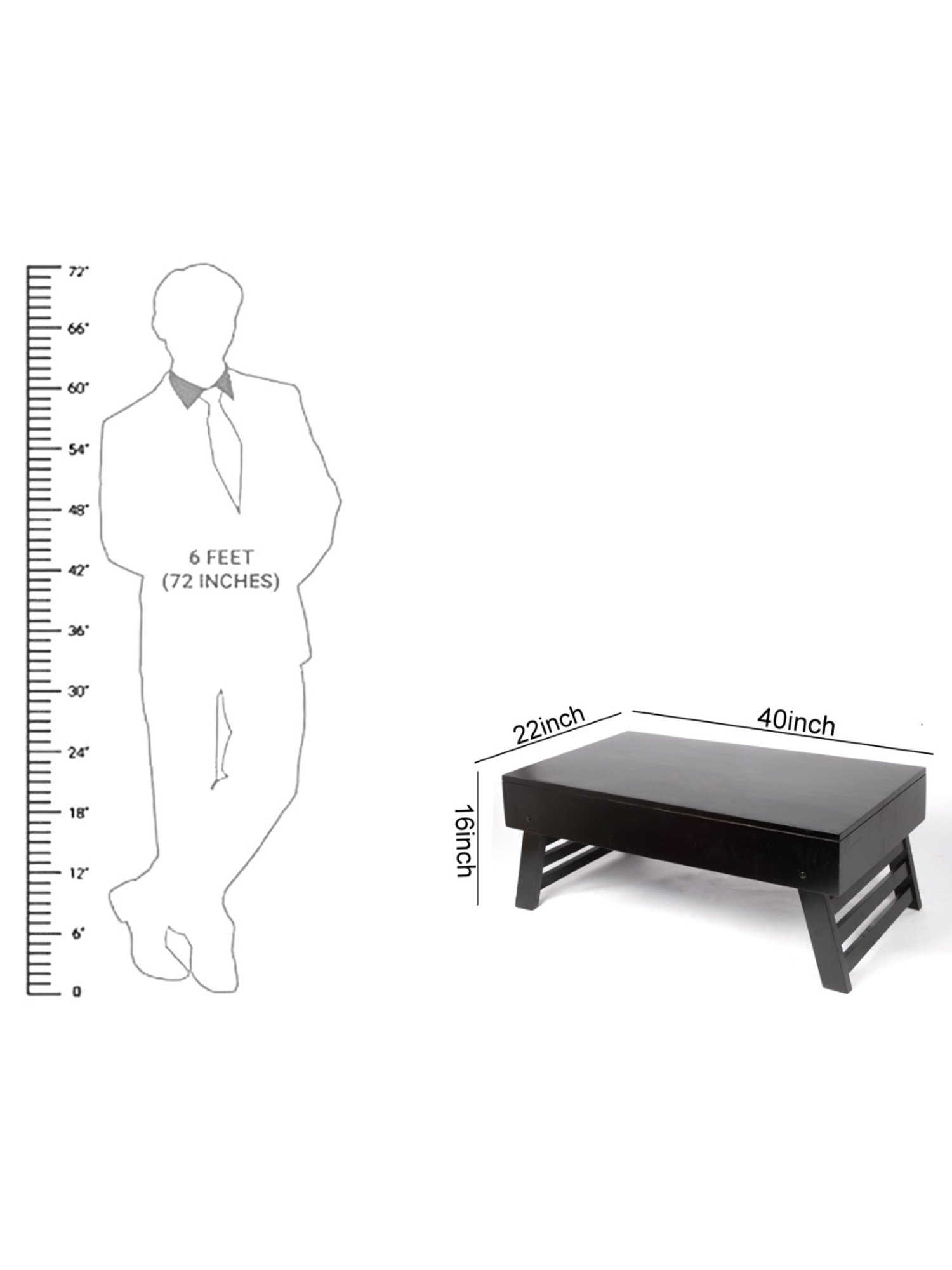 Ikiriya Kassel Solid Dark Brown Wood Coffee Table