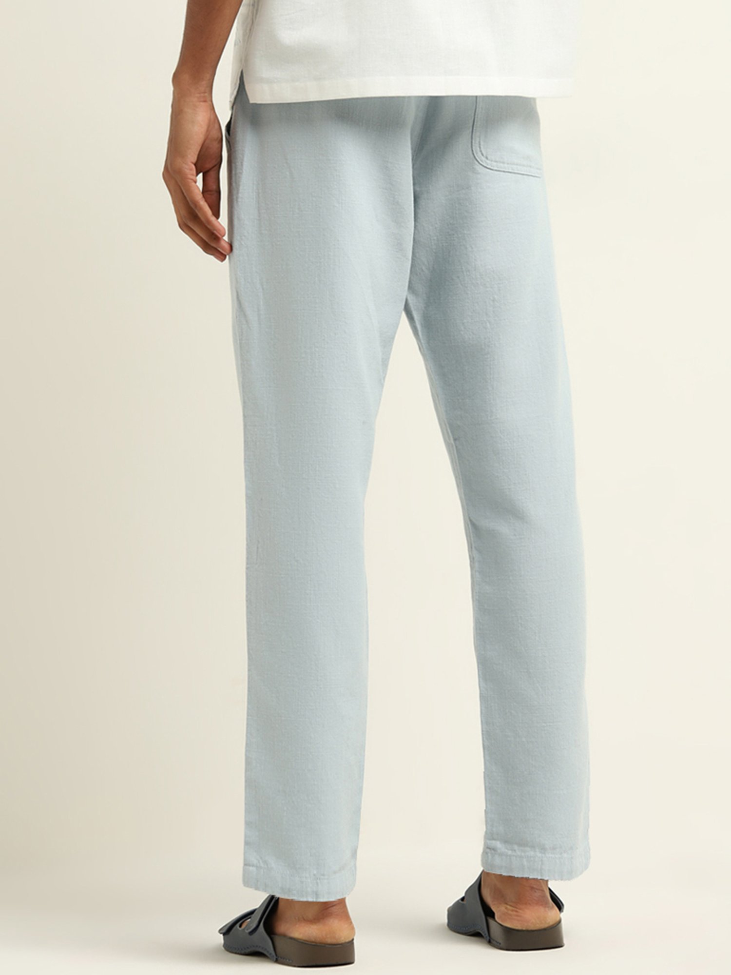 ETA by Westside Light Blue Relaxed-Fit Mid-Rise Cotton Chinos