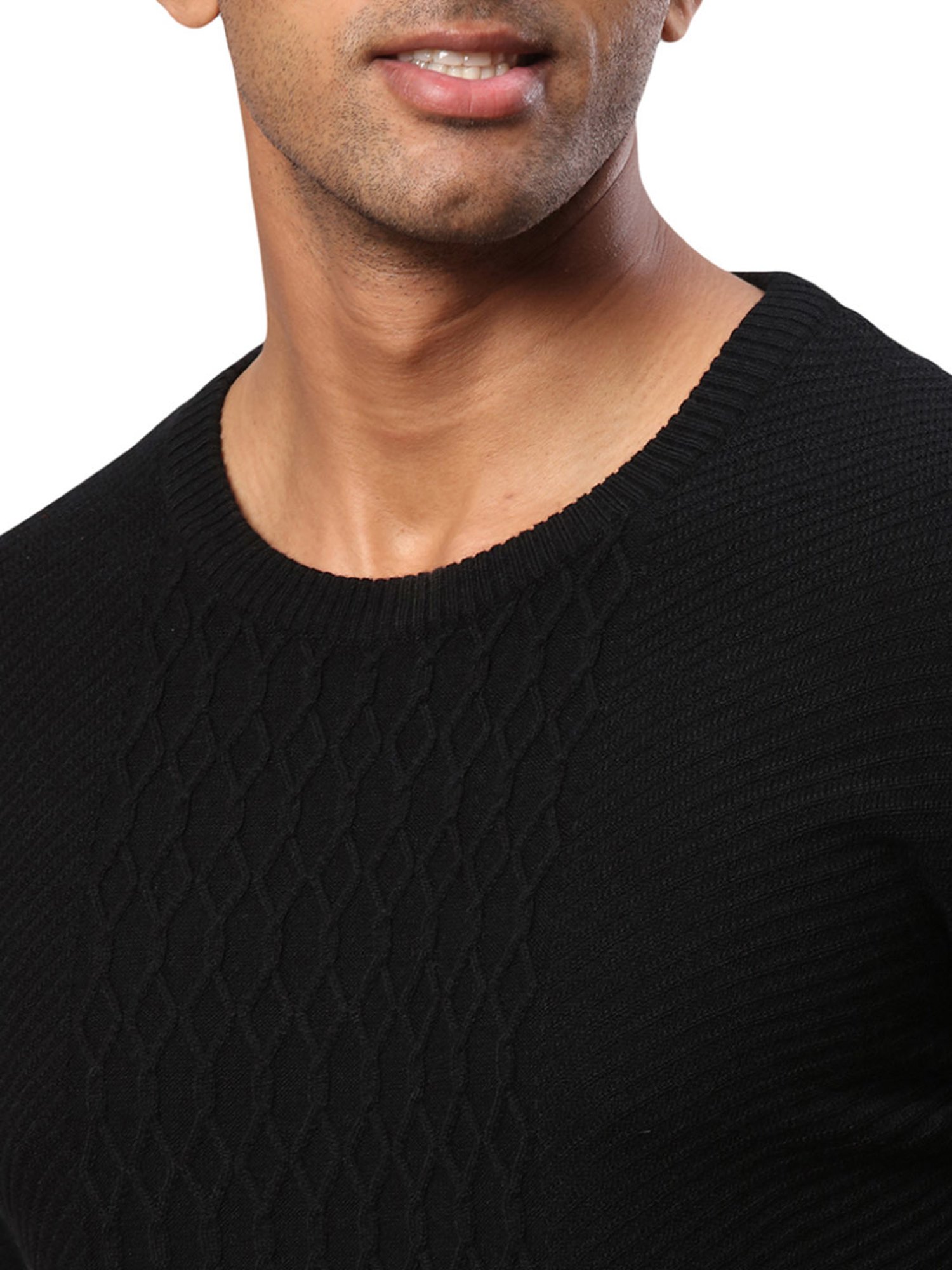 Raymond Black Regular Fit Texture Sweater