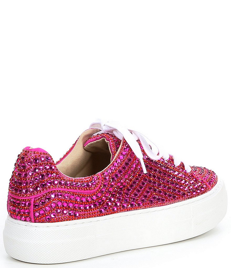 Blue by Betsey Johnson Sidny Rhinestone Embellished Platform Lace-Up Sneakers