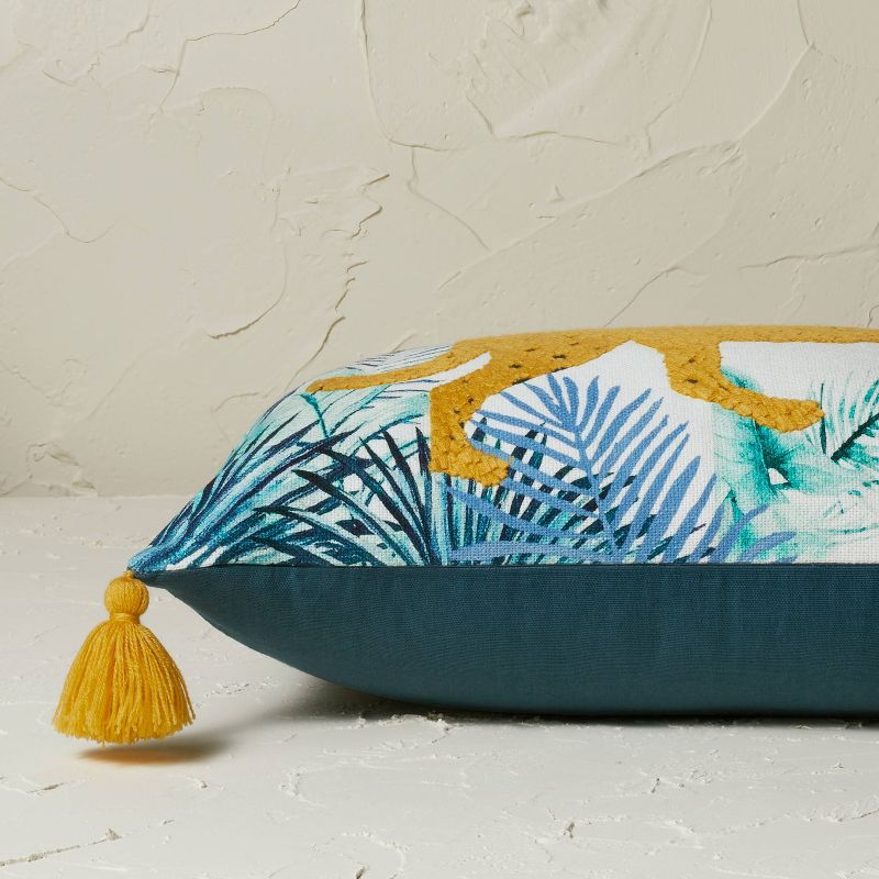 Leopard Embroidered and Printed Lumbar Throw Pillow - Opalhouse™ designed with Jungalow™