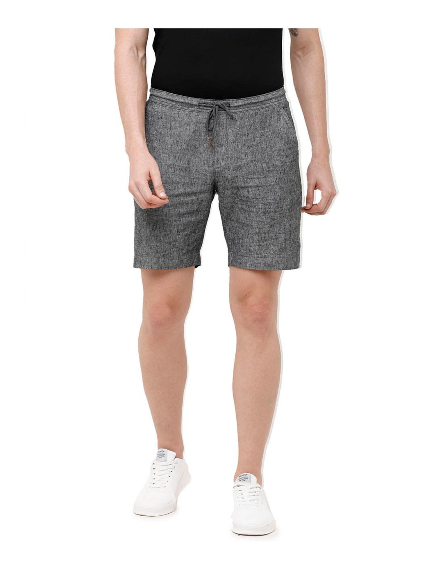 Cavallo By Linen Club Black Textured Shorts