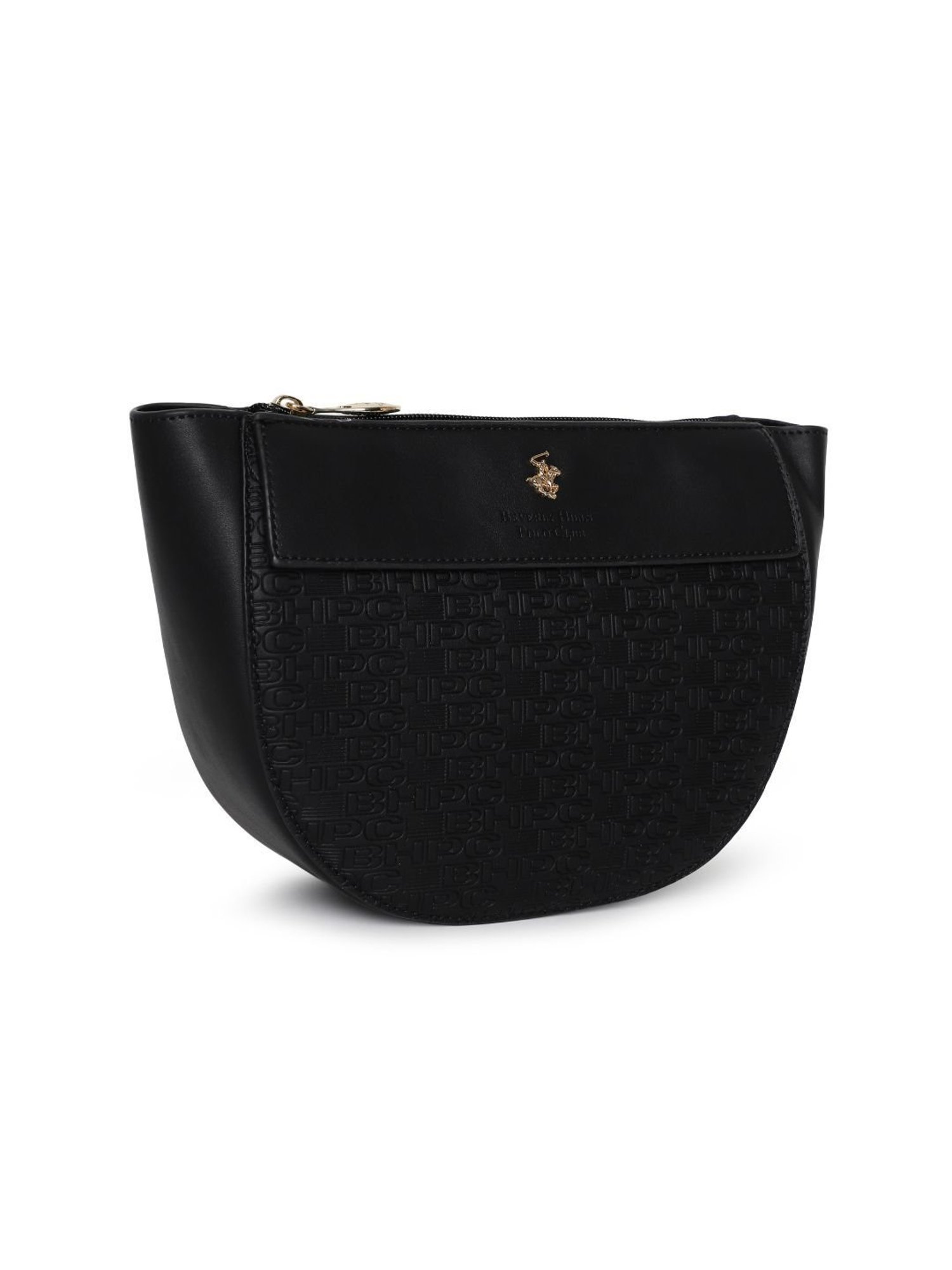 Beverly Hills Polo Club Black Textured Medium Cross Body Bag