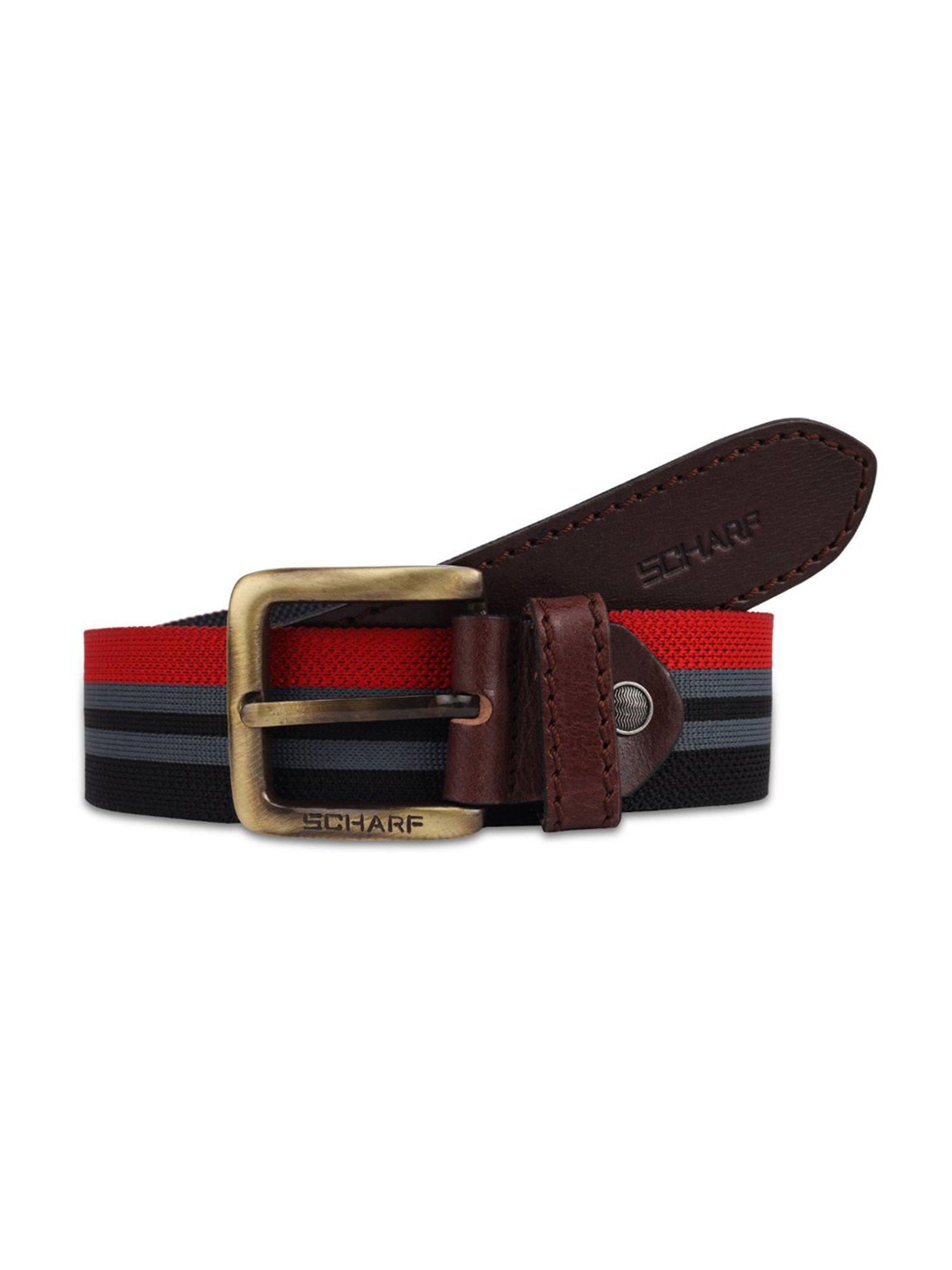 SCHARF Multicolor Twister Canvas Leather Casual Belt for Men