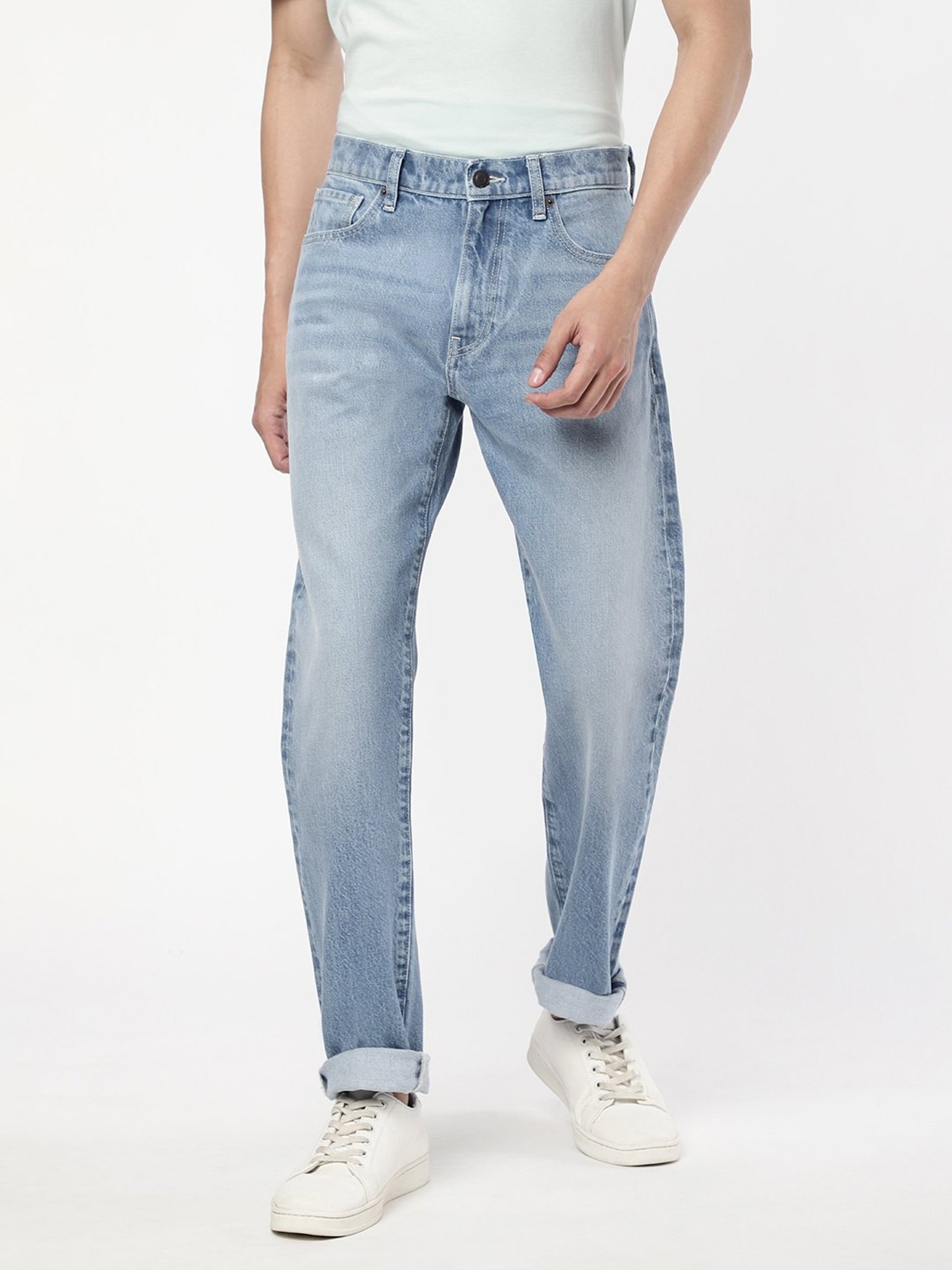 Passion Light Blue Regular Fit Heavily Washed Jeans