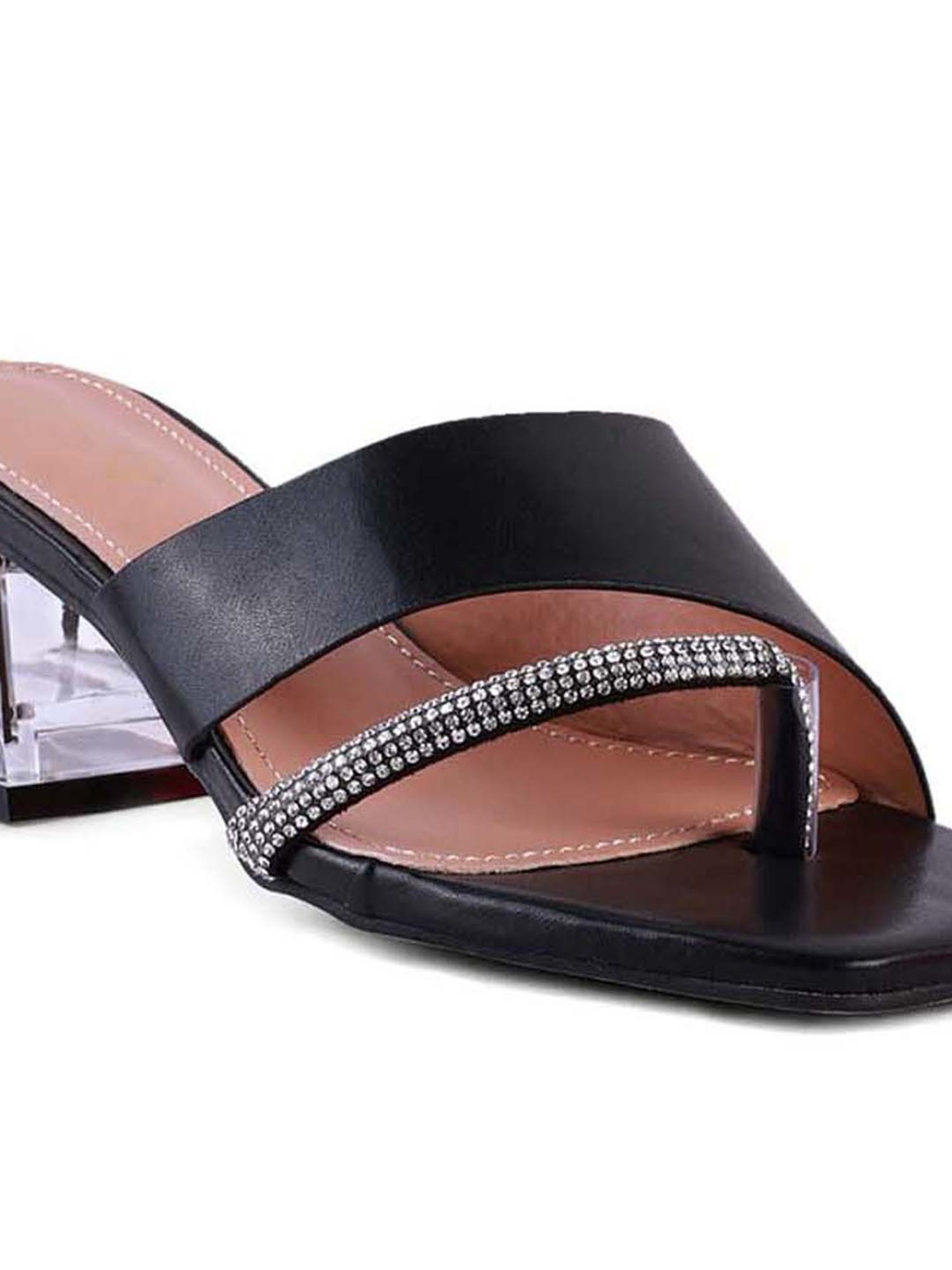 London Rag Women's Minimal Black Casual Sandals
