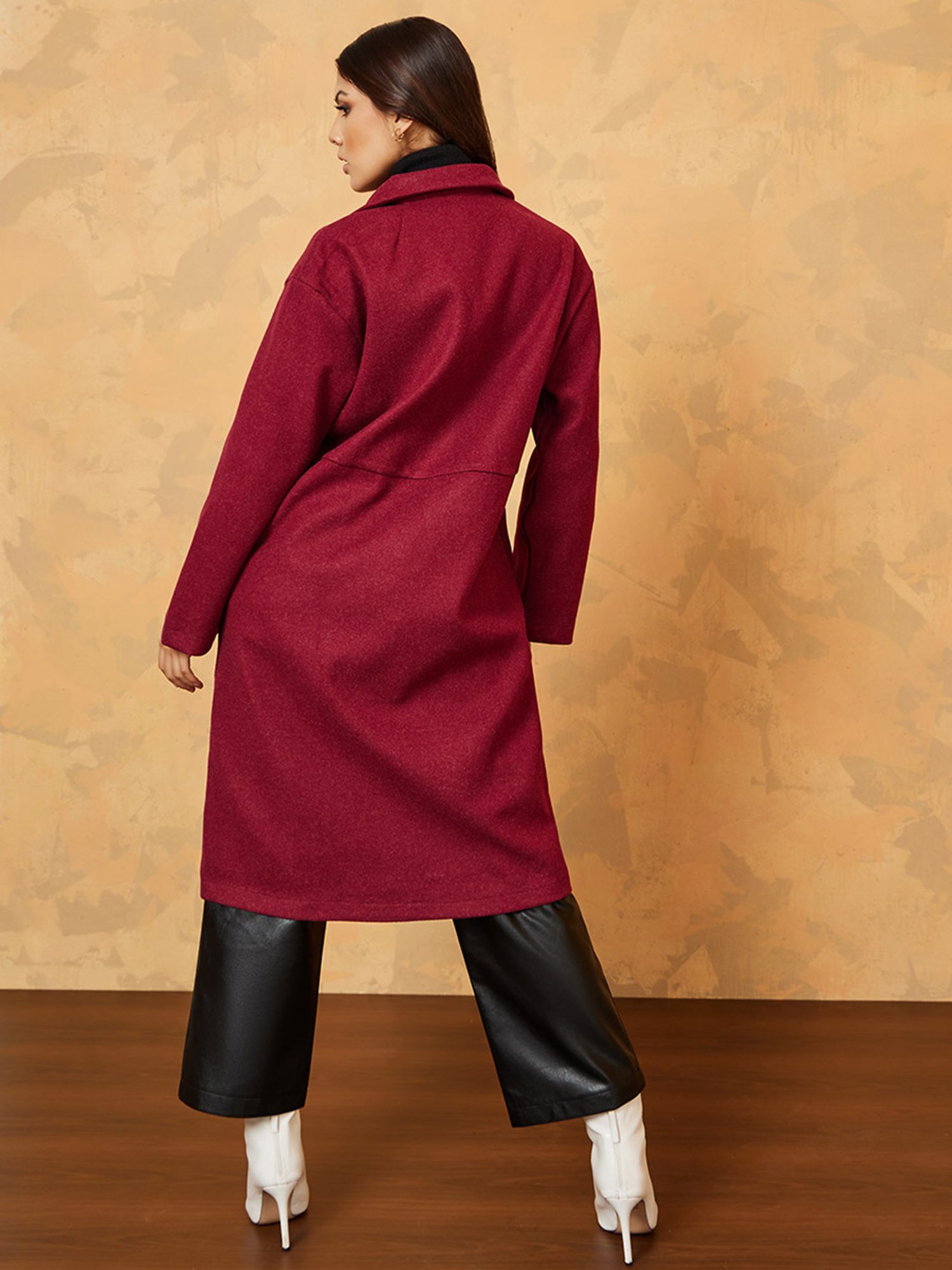 Styli Burgundy Regular Fit Trench Coat