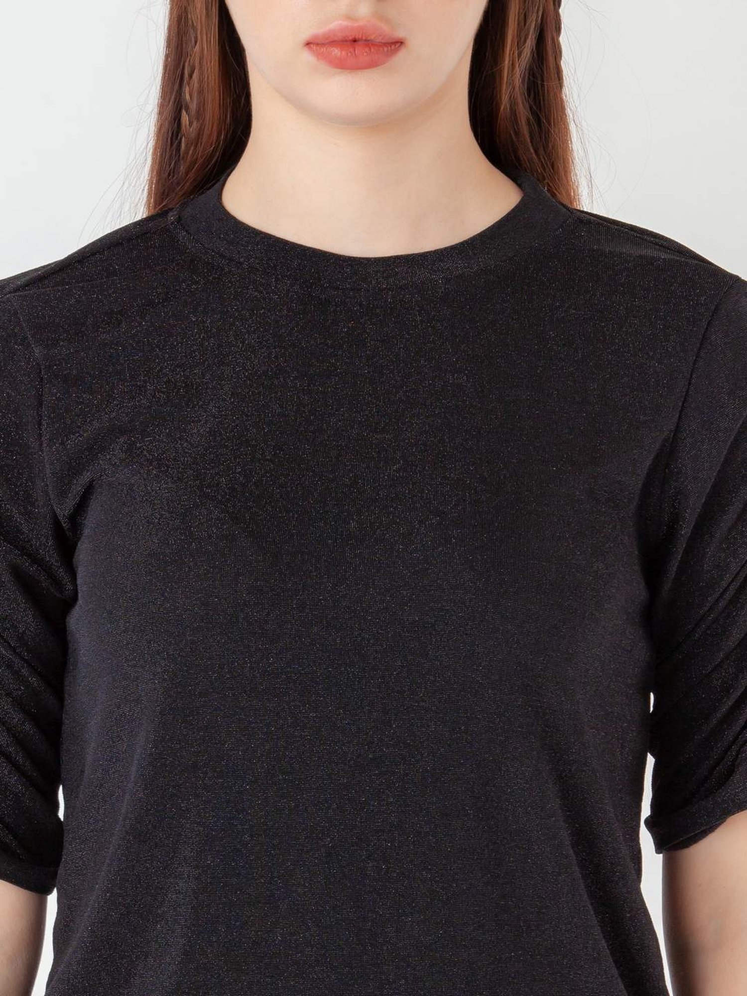 Zink London Black Self Pattern Top